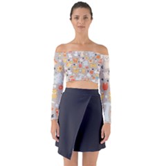 Pet Animal 02 Long Sleeve Off Shoulder Crop Top