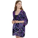 Neon Symphony Design Open Front 3/4 Sleeve Batwing Chiffon Cardigan Kimono View2
