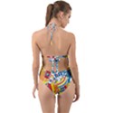 Colorful City Life Horizontal Seamless Pattern Urban City Halter Cut-Out One Piece Swimsuit View2