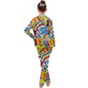 Colorful City Life Horizontal Seamless Pattern Urban City Kids  Satin Long Sleeve Pajamas Set View2