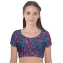 Summer Pineapples Velvet Short Sleeve Crop Top  View1