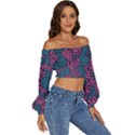 Summer Pineapples Long Sleeve Crinkled Weave Crop Top View3
