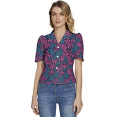 Summer Pineapples Puffed Short Sleeve Button Up Jacket