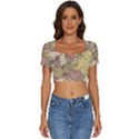Retro Old Vintage Map Of Europe Short Sleeve Square Neckline Crop Top  View1