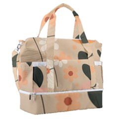 Minimalist Pattern With Simple Lines,flower And Shapes, Creating A Clean And Modern Sports Shoulder Bag With Shoes Compartment