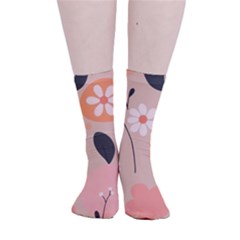Minimalist Pattern With Simple Lines,flower And Shapes, Creating A Clean And Modern Smooth Crew Length Tube Socks