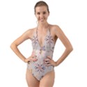  Minimalist Pattern With Simple Lines,flower And Shapes, Creating A Clean And Modern Halter Cut-Out One Piece Swimsuit View1