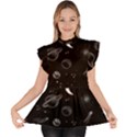 Cosmic Black Space Star Ruffle Collar Short Sleeve Chiffon Top View1
