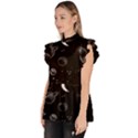 Cosmic Black Space Star Ruffle Collar Short Sleeve Chiffon Top View2