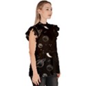 Cosmic Black Space Star Ruffle Collar Short Sleeve Chiffon Top View3