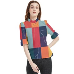  Minimalist Pattern With Simple Lines And Shapes, Creating A Clean And Modern Aesthe Frill Neck Blouse