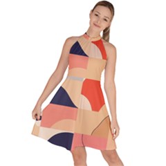 Minimalist Pattern With Simple Lines And Shapes, Creating A Clean And Modern Aesthe Sleeveless Halter Neck A-line Dress