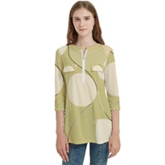 Minimalist Pattern With Simple Lines And Shapes, Creating A Clean And Modern Aesthetic 01 Women s Zip Front V-neck 3/4 Sleeve Casual Top Pocket Shirt