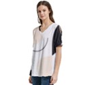 A Minimalist Pattern With Simple Lines And Shapes, Creating A Clean And Modern Aesthetic 05 V-Neck Split Shoulder Casual T-Shirt View2