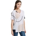 A Minimalist Pattern With Simple Lines And Shapes, Creating A Clean And Modern Aesthetic 05 V-Neck Split Shoulder Casual T-Shirt View3