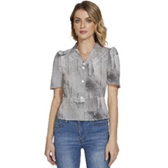 Wall With Cracked White Paint Texture Puffed Short Sleeve Button Up Jacket