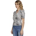Wall With Cracked White Paint Texture Puffed Short Sleeve Button Up Jacket View2