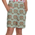 Retro 1880s Flowers Pattern 19 Kids  Basketball Shorts View3