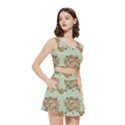 Retro 1880s Flowers Pattern 19 Women s Crop Top Pleated Skater Rave Skirt View3