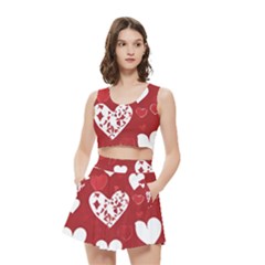 Valentine Women s Crop Top Pleated Skater Rave Skirt