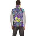 Vibrant Abstract Floral in Rainbow Colors Men s High Neck Button Up Puffer Vest View4