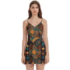 Tribal Chic Body Wrap Sleeveless V-neck Mini Dress