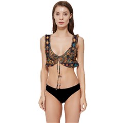 Tribal Chic Low Cut Ruffle Edge Bikini Top