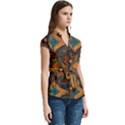 Tribal Chic Women s Cap Sleeve Mandarin Collar Waist Tie Blouse View3