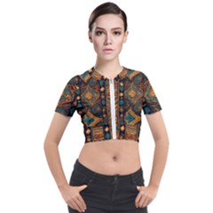 Tribal Chic Short Sleeve Cropped Jacket