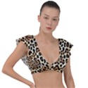 Leopard Plunge Frill Sleeve Bikini Top View1