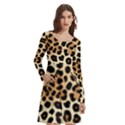 Leopard Long Sleeve Knee Length Skater Dress With Pockets View2