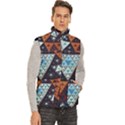 Fractal Triangle Geometric Abstract Pattern Men s High Neck Button Up Puffer Vest View3