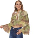 Retro Old Vintage Map Of Europe Boho Long Bell Sleeve Top View2