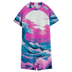 Waves Mountains Sky Kids  Boyleg Half Suit Swimwear