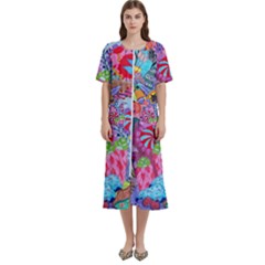 Cabbage Flower Abstract Women s Cotton Short Sleeve Nightgown