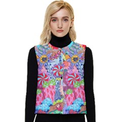 Cabbage Flower Abstract Women s Button Up Puffer Vest