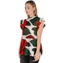 Roses Ruffle Collar Short Sleeve Chiffon Top View2