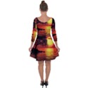 Sunset Nature Sea Dusk Landscape Quarter Sleeve Skater Dress View2