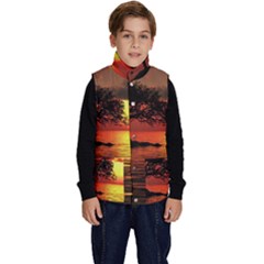 Sunset Nature Sea Dusk Landscape Kid s Button Up Puffer Vest