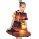 Sunset Nature Sea Dusk Landscape Kids  Short Sleeve Shirt Dress View1