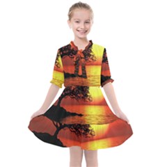 Sunset Nature Sea Dusk Landscape Kids  All Frills Chiffon Dress