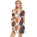 Leaves Boho Monster Nature Tiered Long Sleeve Mini Dress View1