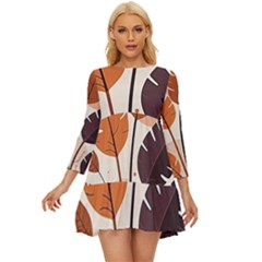 Leaves Boho Monster Nature Long Sleeve Babydoll Dress