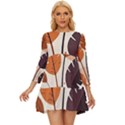 Leaves Boho Monster Nature Long Sleeve Babydoll Dress View1