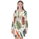 Leaves Autumn Long Sleeve Chiffon Shift Dress  View1