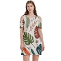 Leaves Autumn Women s Cold Shoulder Round Neck Mini Dress View1