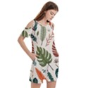 Leaves Autumn Women s Cold Shoulder Round Neck Mini Dress View3
