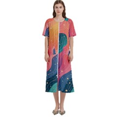 Art Abstract Pattern Women s Cotton Short Sleeve Nightgown