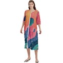Art Abstract Pattern Women s Cotton 3/4 Sleeve Nightgown View1