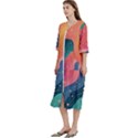 Art Abstract Pattern Women s Cotton 3/4 Sleeve Nightgown View2